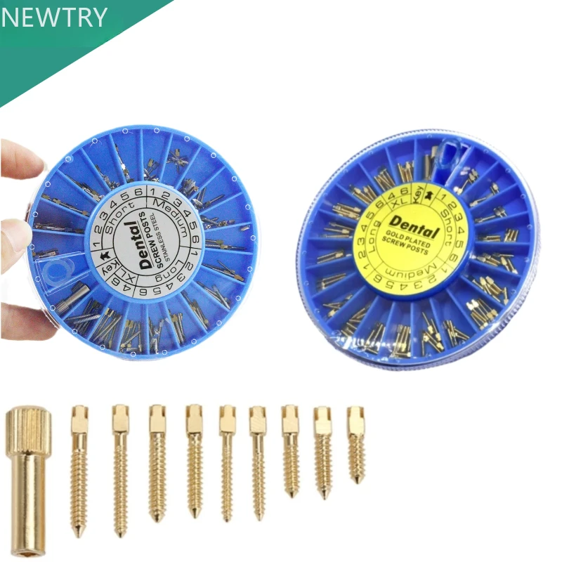 

120pcs/boxDental Stainless Steel Screw Post Gold Plated Titanium Screw Post Dental Materials for Dentist Tool Dentistry