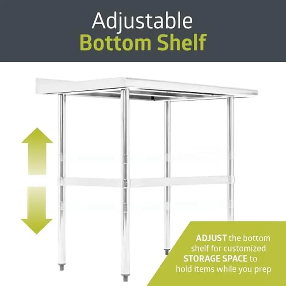 Stainless Steel NSF Certified Prep Work Table Restaurant Kitchen 72" x 30" Commercial Heavy-Duty User-Friendly Design 18-Gauge