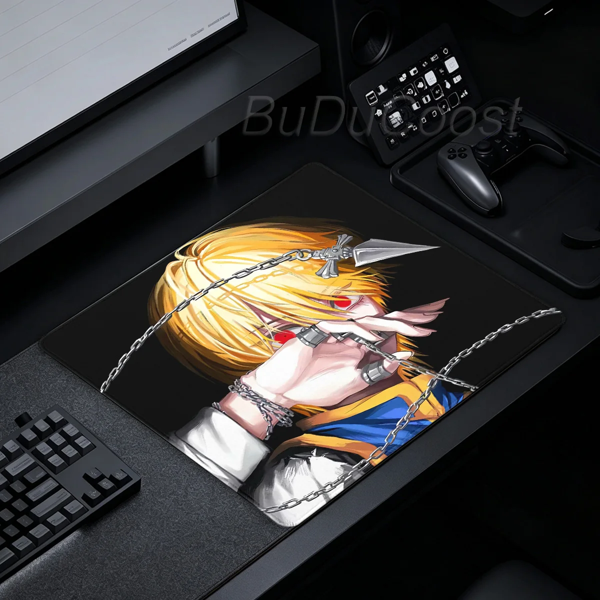 Black White Hunter X Hunter Kurapika Mouse Pad PC Gaming Computer Keyboard Playmat Rubber Non-Slip Lock-Edge Office Accessories