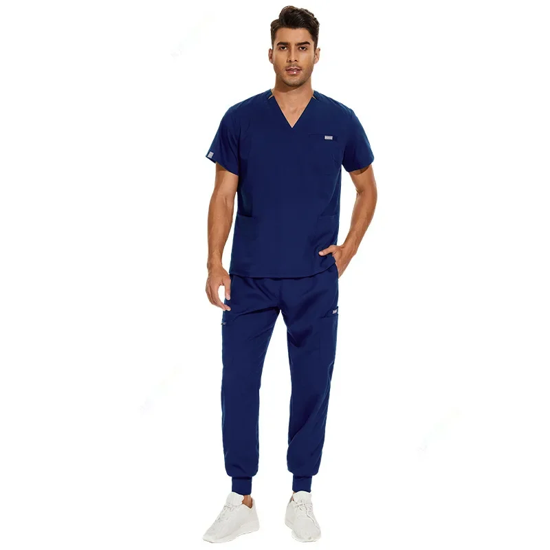 Vêtements Médicaux Givrés artificiel astiques à vaccage Rapide pour Homme, Vêtements de Laboratoire Imbibés, Clinique, Hôpital, Médecin, Travail, Col en V, Vente en Gros