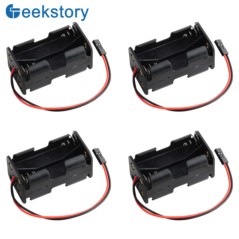 Boîtier de support de batterie avec connecteur JR, boîte de rangement pour testeur de servo RC, 4 cellules, 6V, AA, bricolage, 4 pièces