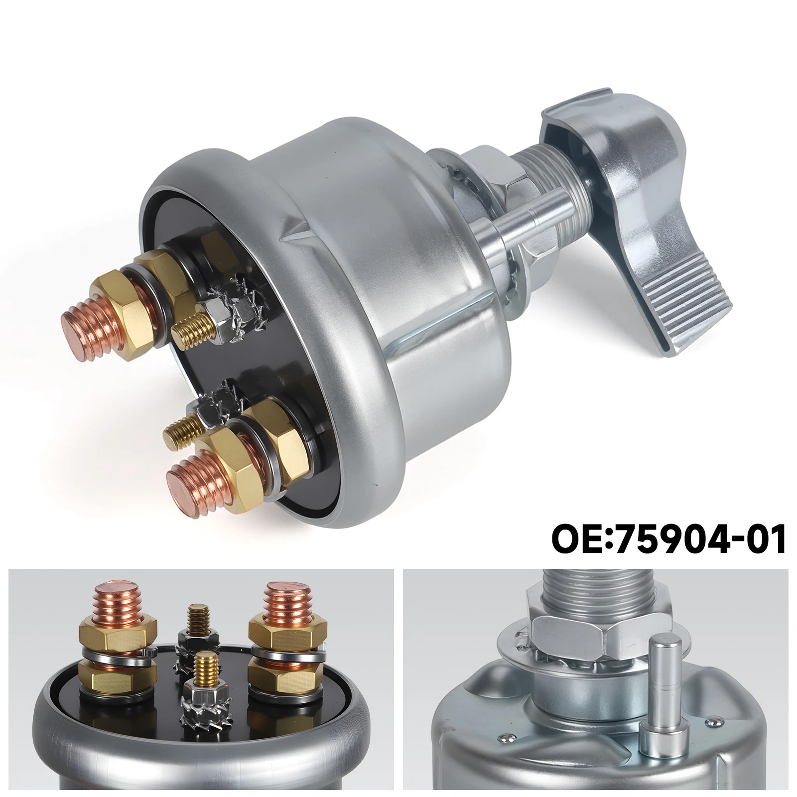 

For Cars Trucks RVs Boats 2 Position Power Battery Disconnect Rotary Switch 2-Position Metal Battery Cut-Off Switch OE 75904-01