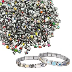 100pcs Italian Inspired Charm Bracelet Module Stainless Steel Interchangeable Modular Links Jewelry Making Supplies