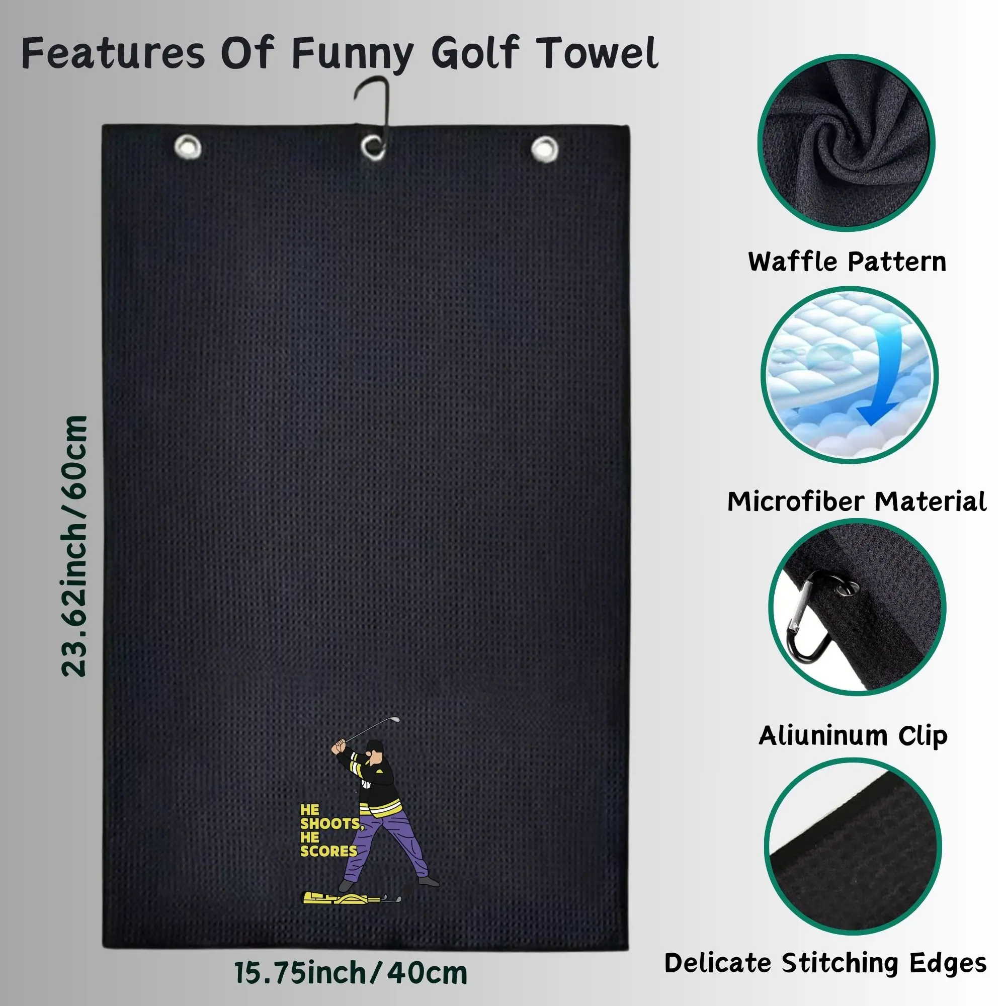 منشفة جولف مضحكة من Happy Gilmore، كبيرة نظيفة، كرة جولف، قوة ممتازة، معدات فائقة الامتصاص، منشفة جولف بتصميم جيلمور للرجال السعيدة #5