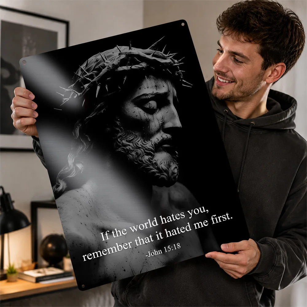 Jesus Thorn Crown Bible Verse Printed Poster Graphic Wall Art For Home Office Personalized Aluminum Metal Sign Easter Gift Idea