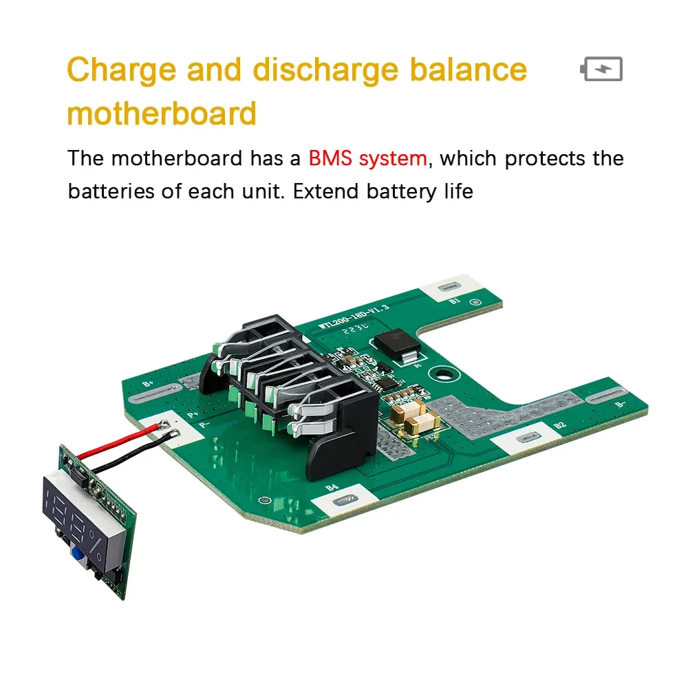 Obudowa akumulatora do elektronarzędzi Dewalt 18 V / 20 V Zestaw akcesoriów z płytką PCB BMS Może zainstalować 15 ogniw 18650