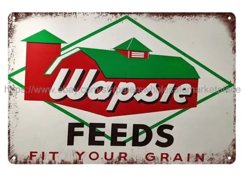 WAPSIE FEEDS RED BARN FARM farm cottage metal tin sign wall posters home