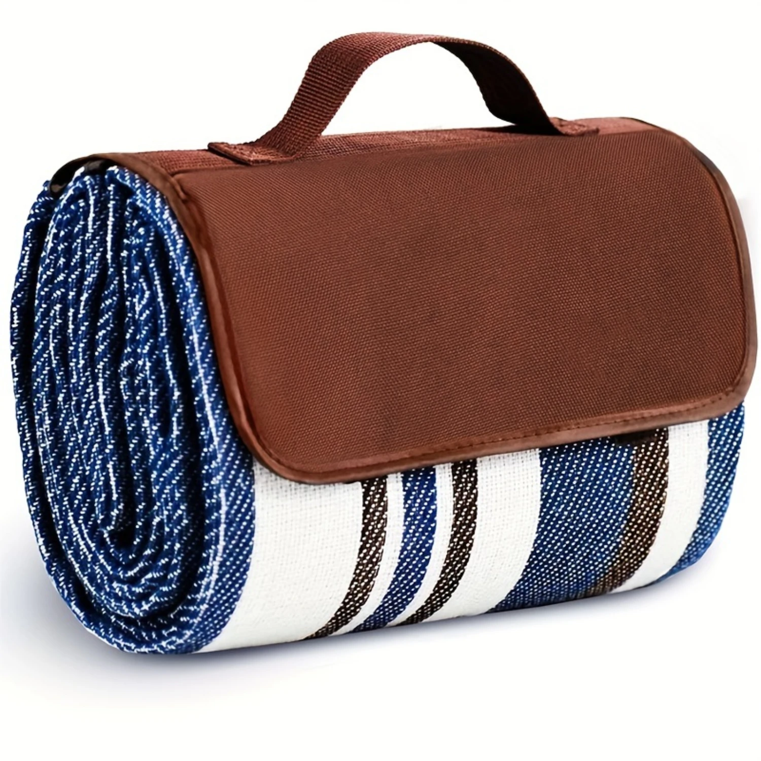 

Extra Large Picnic Blanket Dual Layers Outdoor Beach Blanket Water-Resistant Handy Mat Tote Spring Summer Blue and White Striped