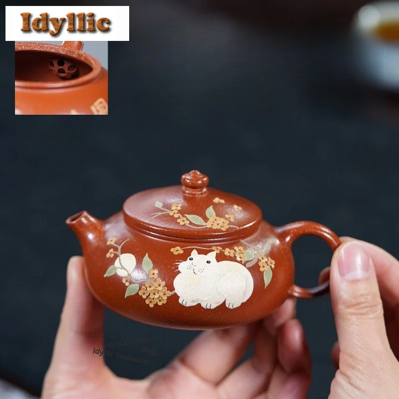 

Чайник из исинской глины (170 мл), ручной работы, в форме кролика, из натуральной глины Дяньшань, набор для чая из исинской глины (Цзыша), чайные принадлежности, декоративные элементы