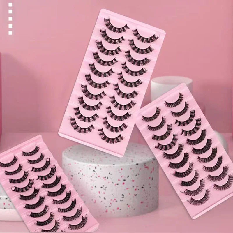 10Pairs 3D Mink Lashes russian strip lash Dramatic False Eyelashes Faux Cils Makeup Wholesale Fake Eyelash Extension maquiagem