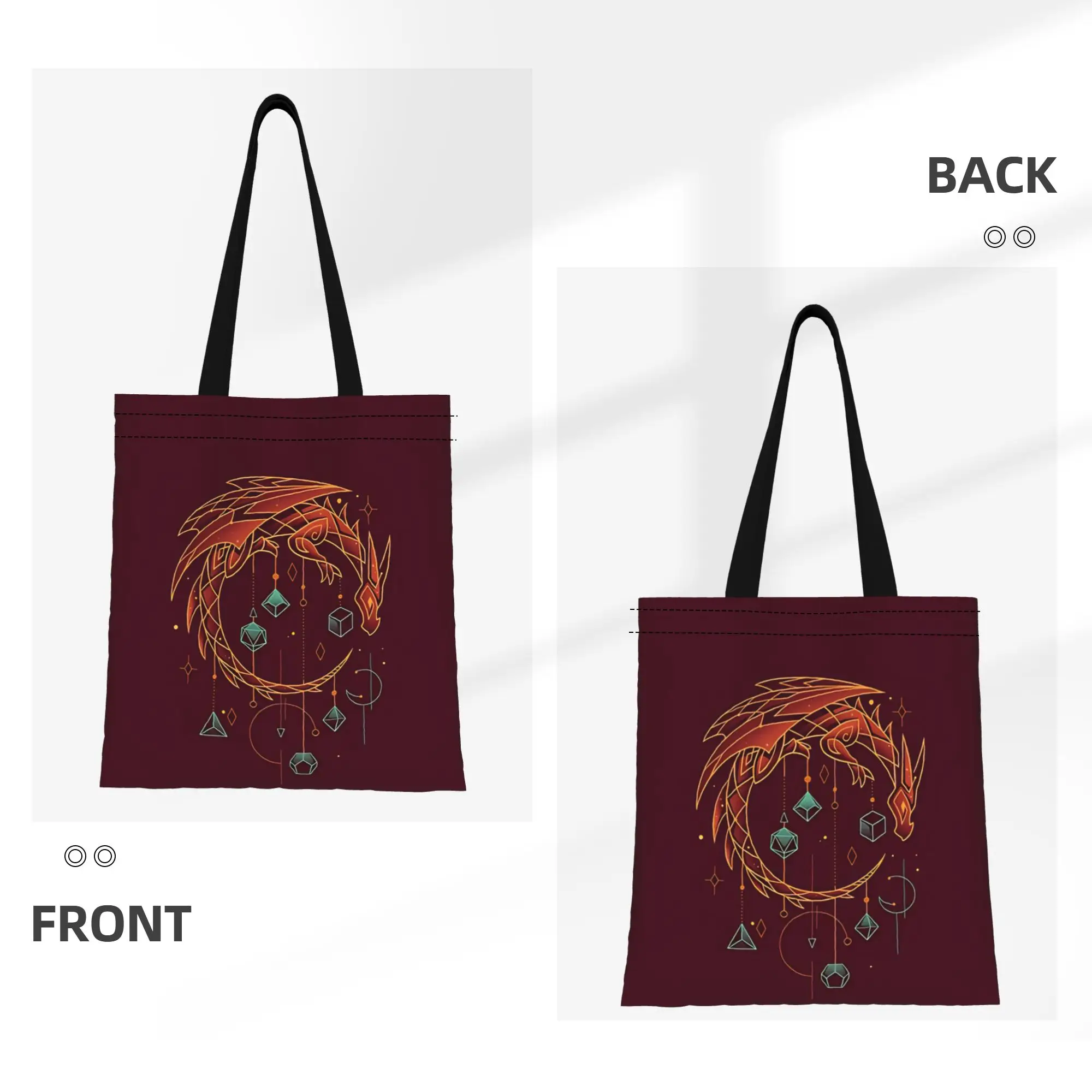 DND Balance Dragon Design Canvas Woman Tote Bag for Shopping Travel Outdoor Heavy Duty Shoulder Handbag