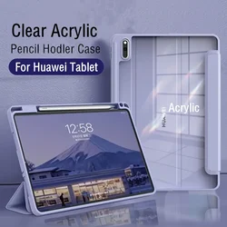 Прозрачный Акриловый чехол для Huawei Matepad Air 11,5 2023 11 10,4 Pro 11 10,8, чехол с держателем для карандашей для Honor pad V6 V7, чехлы 10,4 дюймов