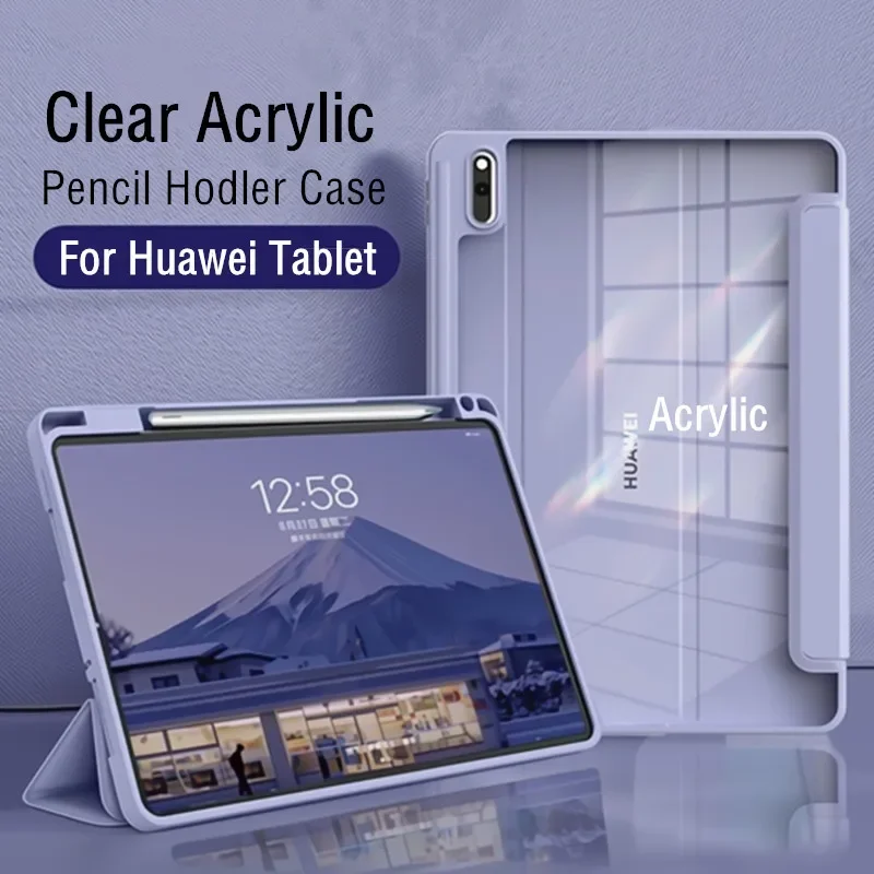 Przezroczyste akrylowe etui do Huawei Matepad Air 11.5 2023 11 10.4 Pro 11 10.8 Pokrowiec na ołówek do Honor pad V6 V7 10.4 Inch Cases