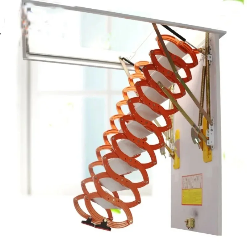 Household wall-mounted retractable ladder indoor and outdoor wall-mounted folding ladder