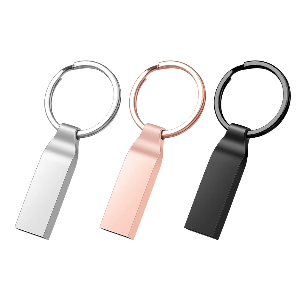 Mini Metal USB Flash Drive 128GB Free Key Ring Memory Stick 64GB Business Gift Pen Drive 32GB Black Pendrive Cle USB Stick Disk