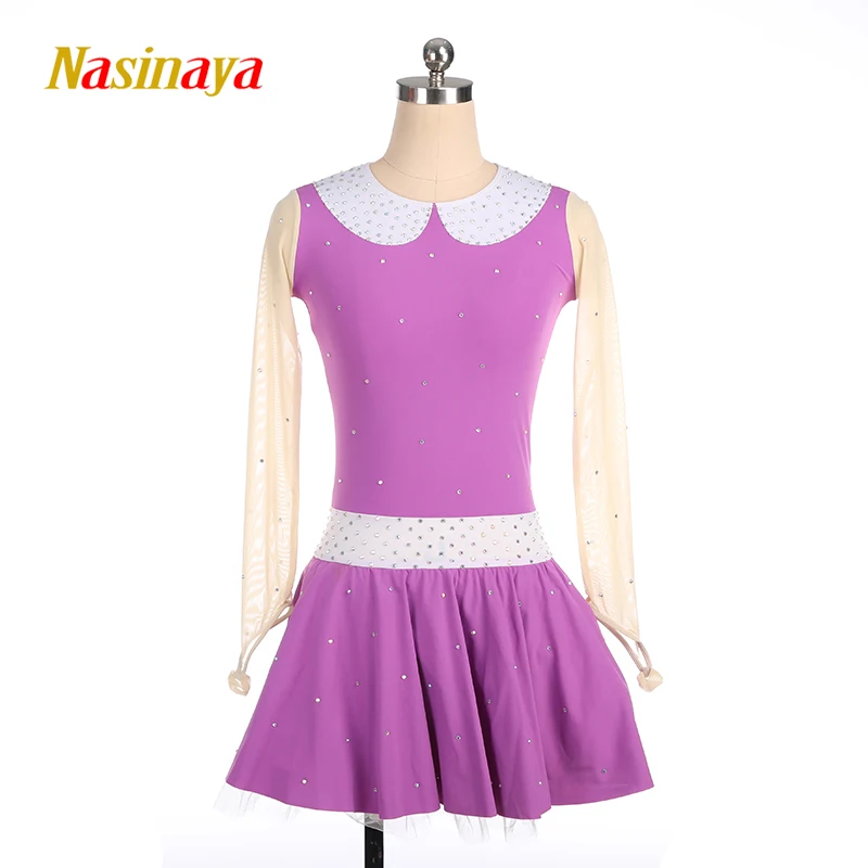 Custom Figure Skating Dress Girl Blue Spandex Ballroom Dress Quality Competition Dress