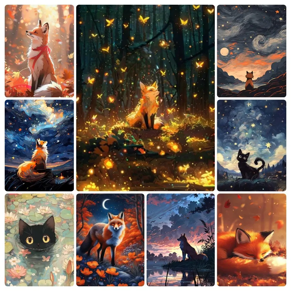 

Cute Fox cat relaxing in the forest Jigsaw Puzzles Adults Puzzle Games Family Fun Puzzles Educational Toys DIY Creative Gifts