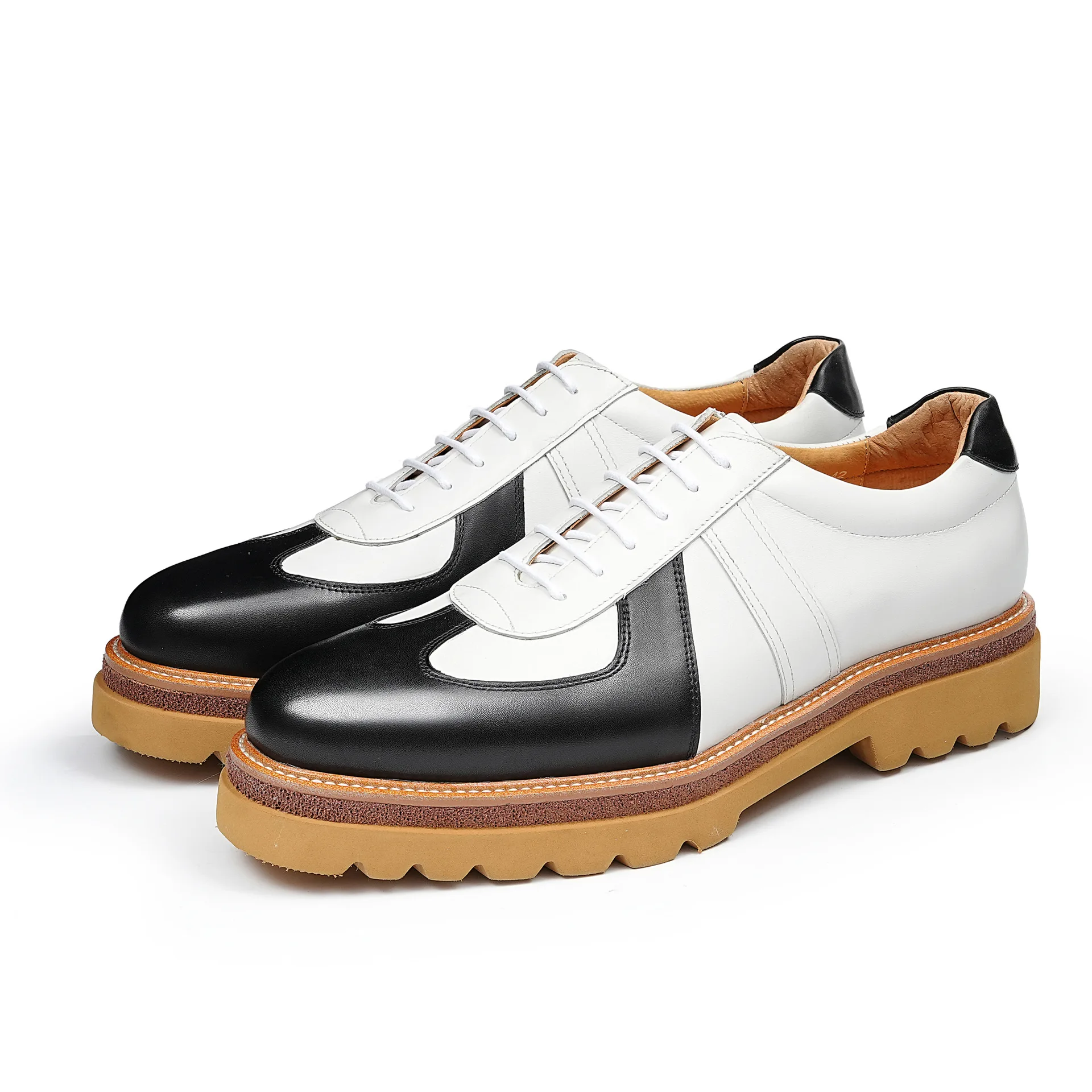 Zapatos Oxford de Hombre 2026, Hechos a Mano, de Cuero Genuino y Gamuza, Bicolor, con Suela Gruesa y Elevada, Casuales y de Vestir para Uso Diario