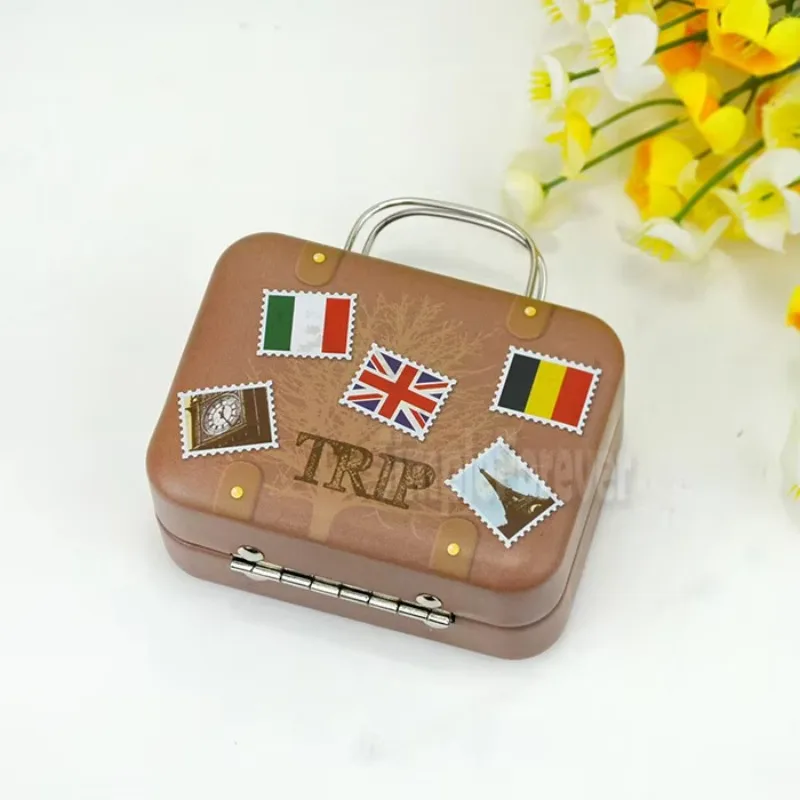 360pcs Continental Mini Tin Box Retro Suitcase Handbag Small Rectangular Candy Box Small Tin Container