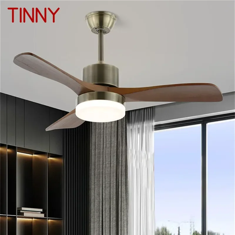 TINNY Modern Fan Light Luxury Living Room Restaurant Bedroom Study LED Ceiling Fan Light Remote Electric Fan Light