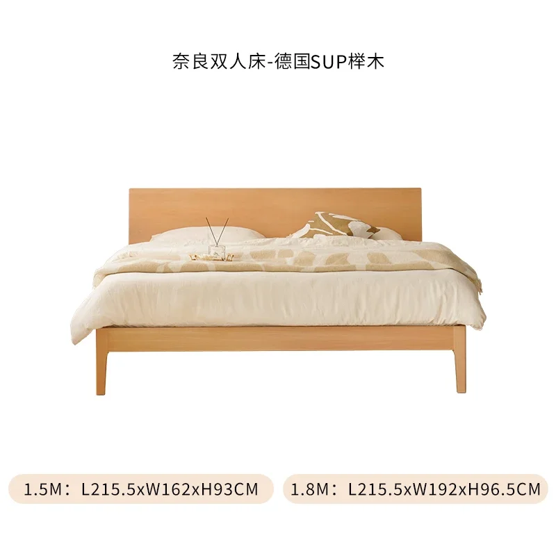 Giersthouten meubelen Scandinavisch massief houten bed 1,5 beuken Japans eenvoudig blokwind klein appartement 1,8 meter tweepersoonsbed