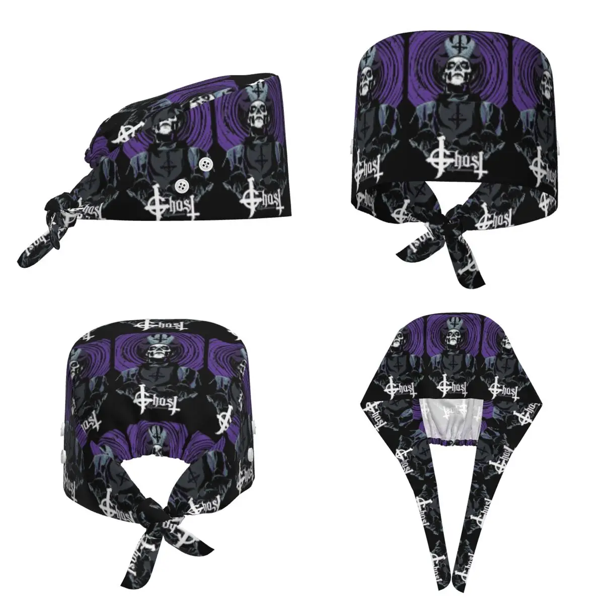 Ghost Heavy Metal Band Scrub Hat Doctor Working Surgical Cap Men Women Adjustable Nursing Caps for Dentist