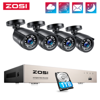 ZOSI 8CH 1080P CCTV System Outdoor 5MP Lite Video DVR with 2/4/6/8pcs 2MP Wired Security Cam Day/Night Video Surveillance System