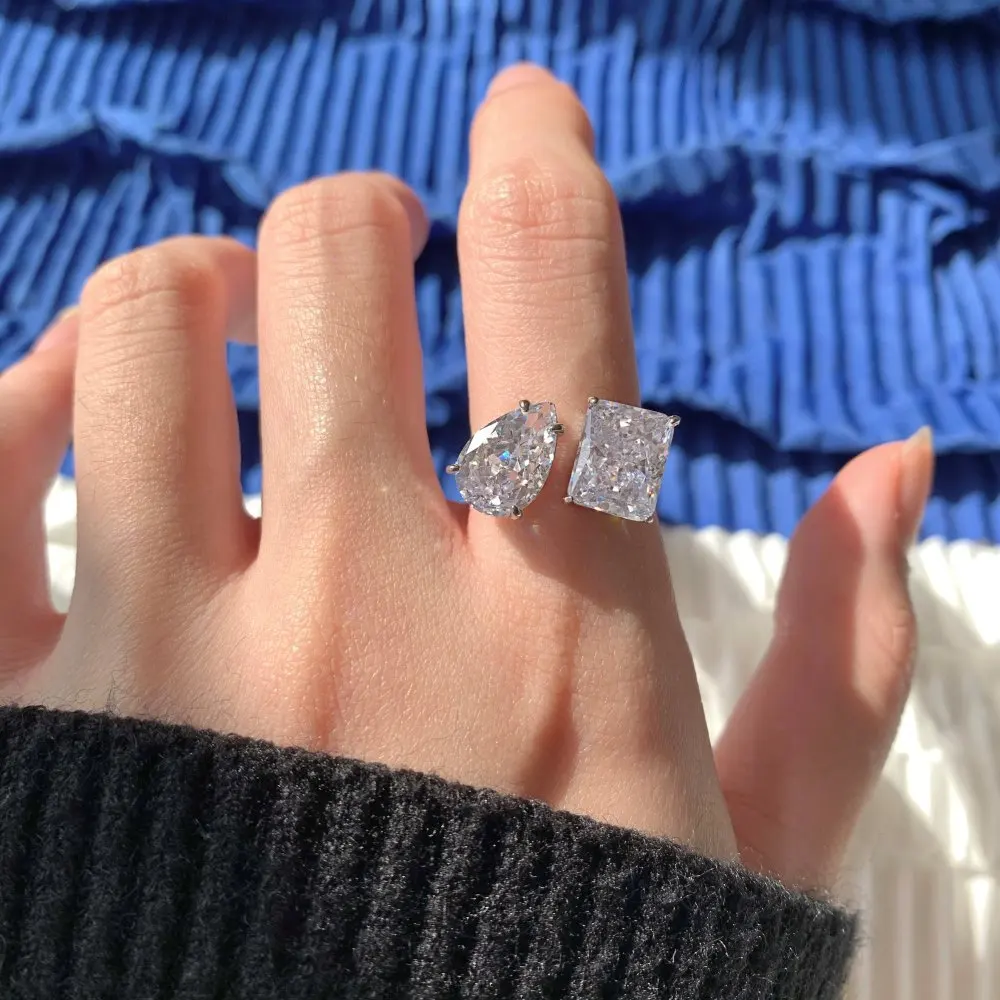 Handmade Moissanite Diamond Ring 100% Real 925 sterling silver Party Wedding band Rings for Women Bridal Promise Jewelry Gift
