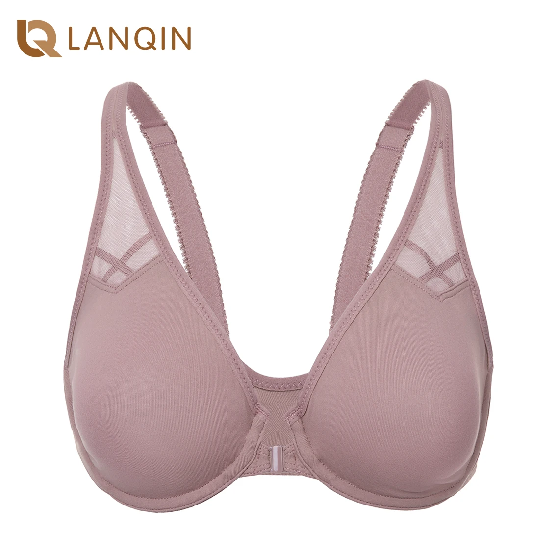 Women's Plus Size T-back Seamless Bras Non Padded Underwire Front Close Bra Racerback Lace Lingerie Sexy Underwear B-DD E F 42