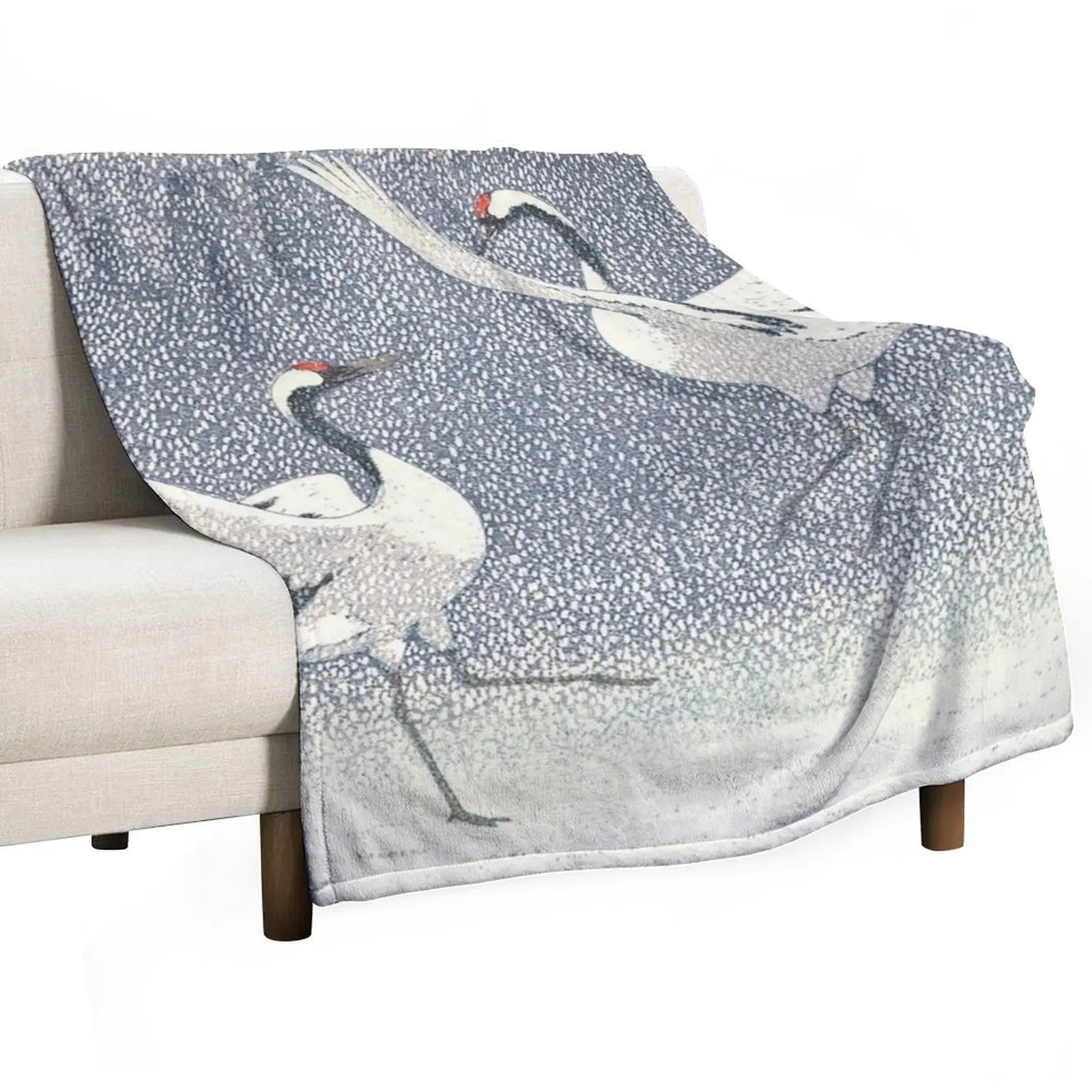 

Yoshida Toshi - Seirei no Mai (Dance of Eternal Love) (Red - crowned Crane) Vintage Art Japanese Woodblock Print E Throw Blanket