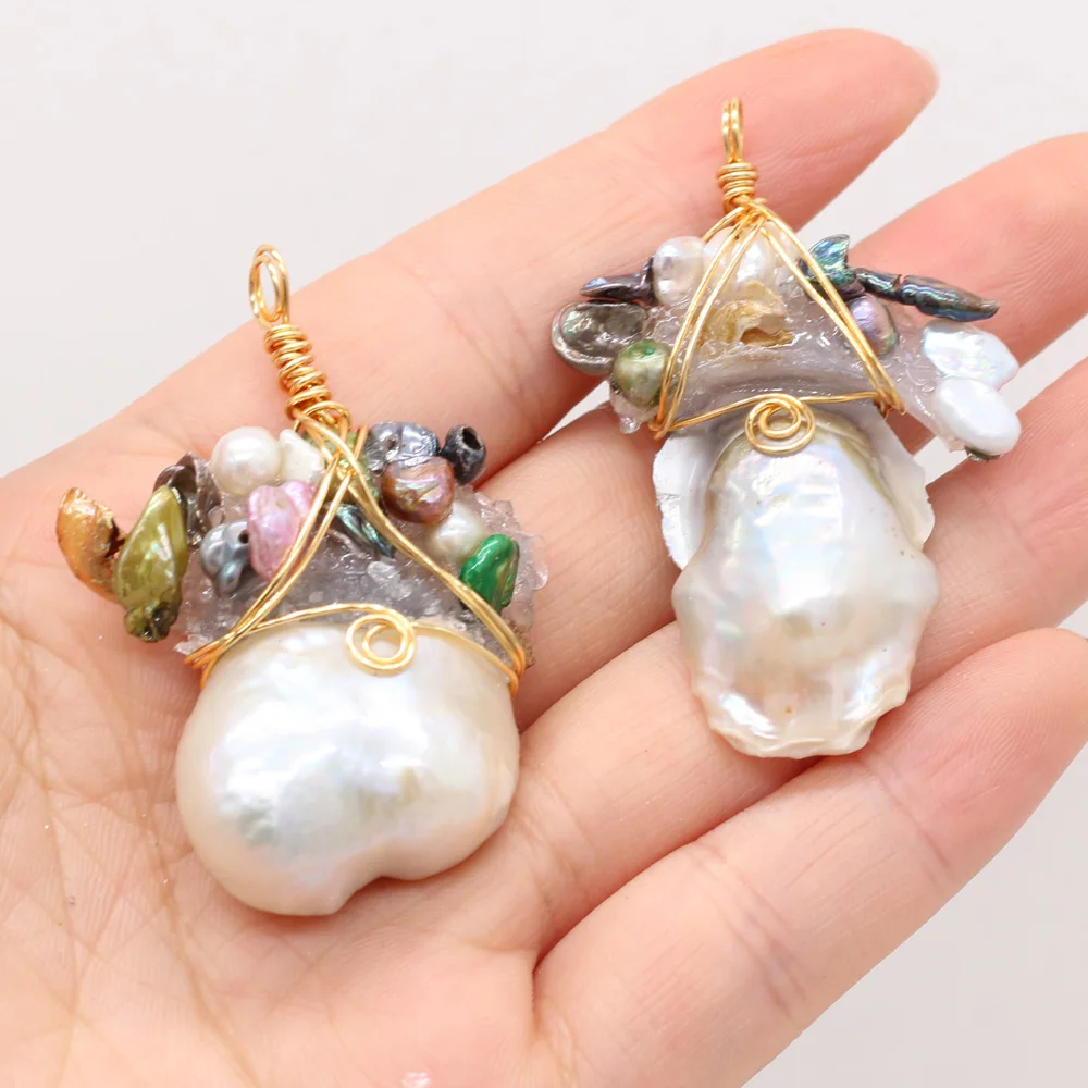 Fashion Natural Freshwater Pearl Irregularly Winding Gold Pearl Pendant Making DIY Exquisite Necklace Earring Jewelry Gift Party