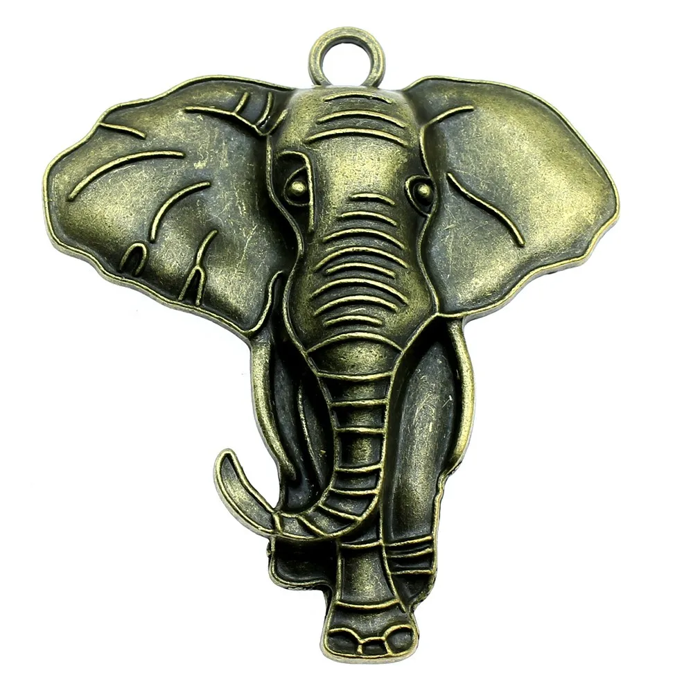 WYSIWYG 1pcs 71x63mm Big Elephant Pendants Antique Silver Color Elephant Pendants Charms Large Elephant Charm