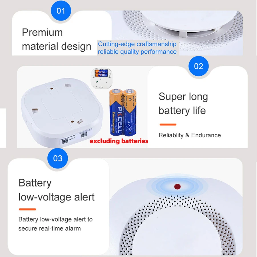 Smoke Detector Warning alarm, Indoor Fire Detection, 85dB Siren Sound Alarm For House Restaurant Hotel Office