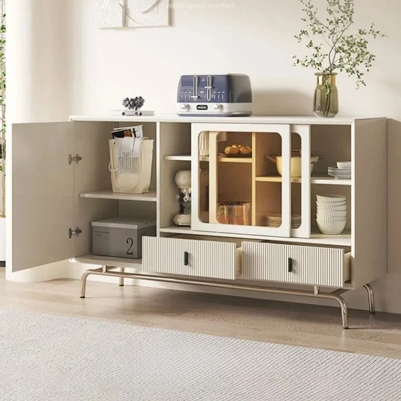Cream Wind Slate Dining Side Cabinet Solid Wood Modern Simple Locker