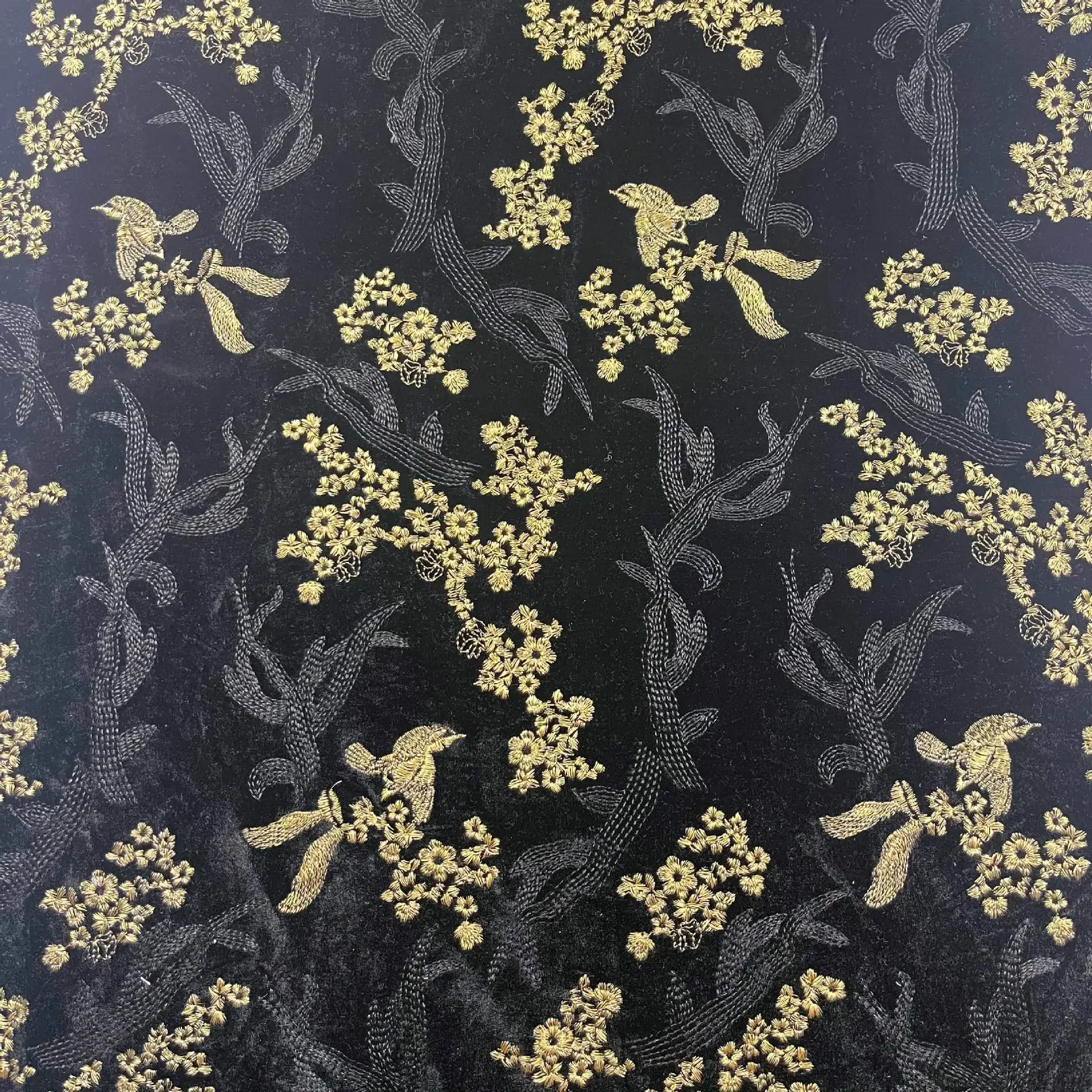 

New gold thread embroidered velvet fabric, new women's clothing, dresses, shawl embroidered fabric DIY sewing material
