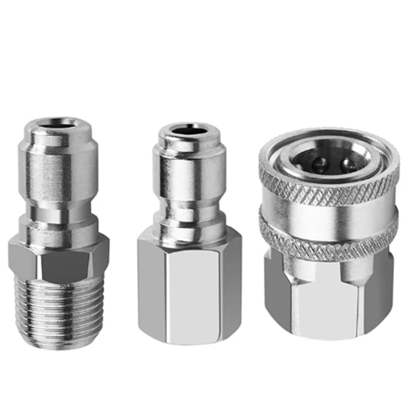 3-Piece Stainless Steel High Pressure Washer Adapter Kit NPT3/8 For 4500-7500PSI High Pressure Washer Nozzles