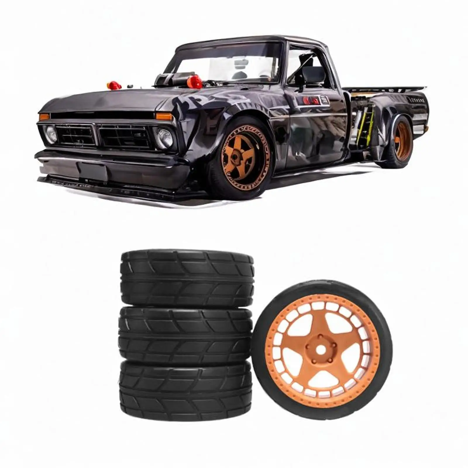 

4 Pieces 1: 10 Drifting Wheels Tires Set Replace Practical Rally Drift Tyres