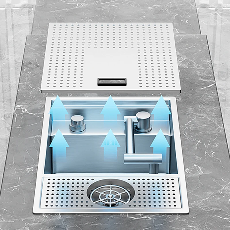 

ASRAS Cover Hidden Bar Counter Cup Washer Kitchen Island Sink SUS 304 Stainless Steel Brushed Small Size Handmade Kitchen Sinks