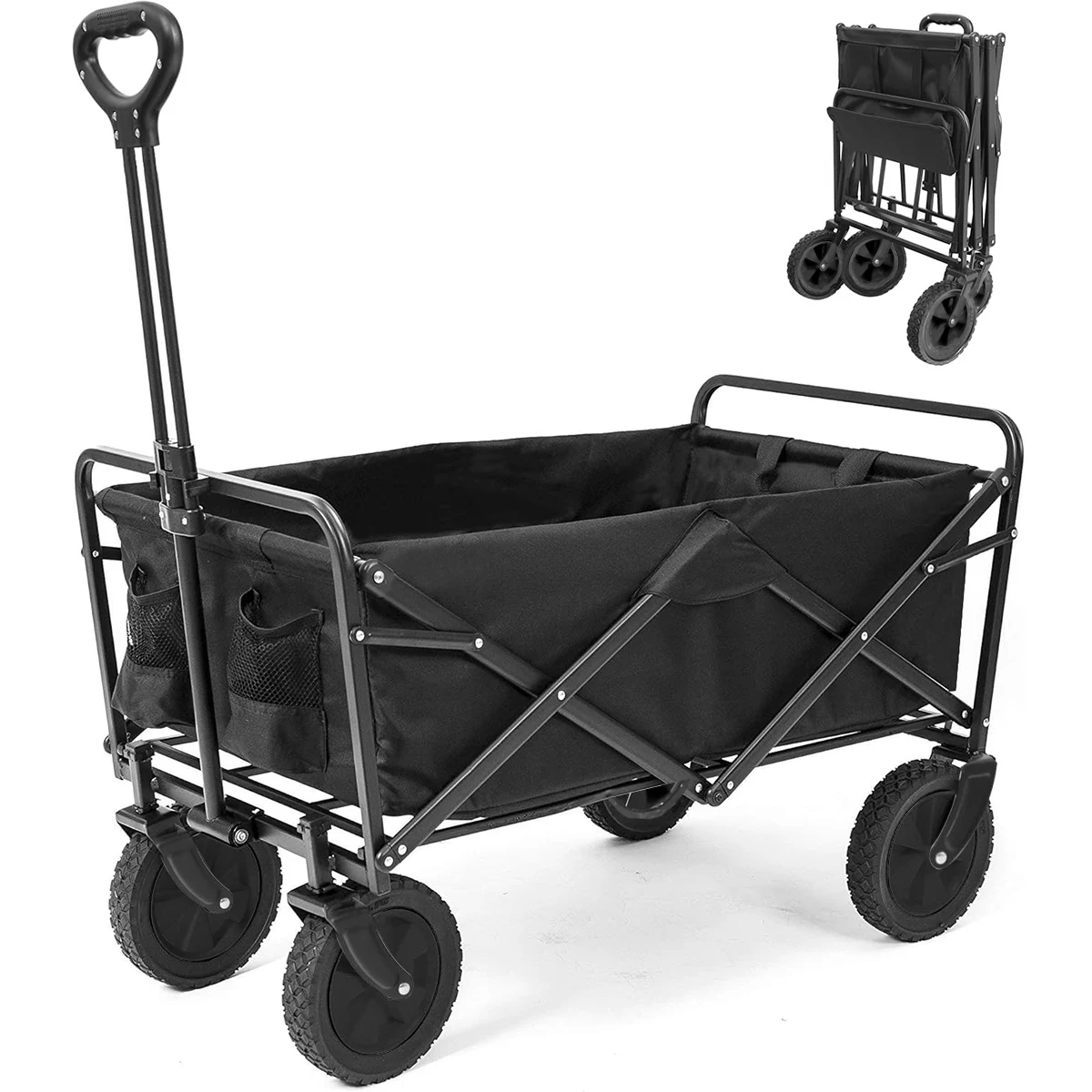 100 كجم 4 عجلات مطاط صلب 360 °   هيكل معدني عجلات قابلة للطي مقاس 75 × 75 سم للتخييم في حديقة الشاطئ