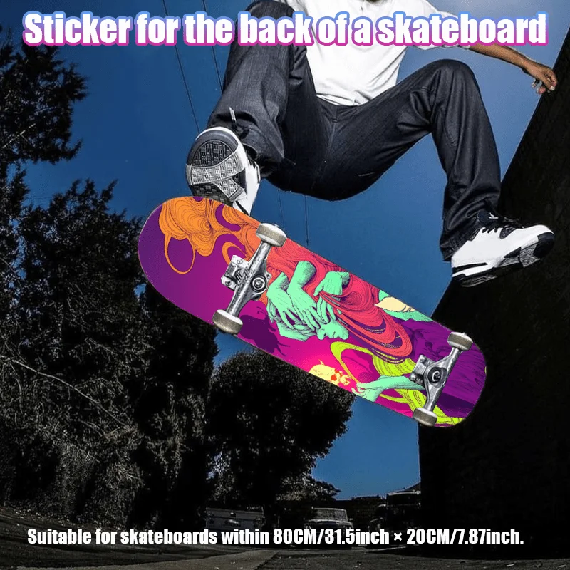 

1 2D flat "Personality Trend Punk Street Painting Mysterious Characters" skateboard printing back sticker, street style ful