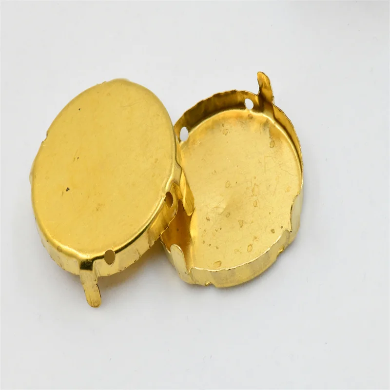 Brass setting NO Holes empty Strong Claw Setting No electroplating for Jewels Soldering  Teardrop oval navett round