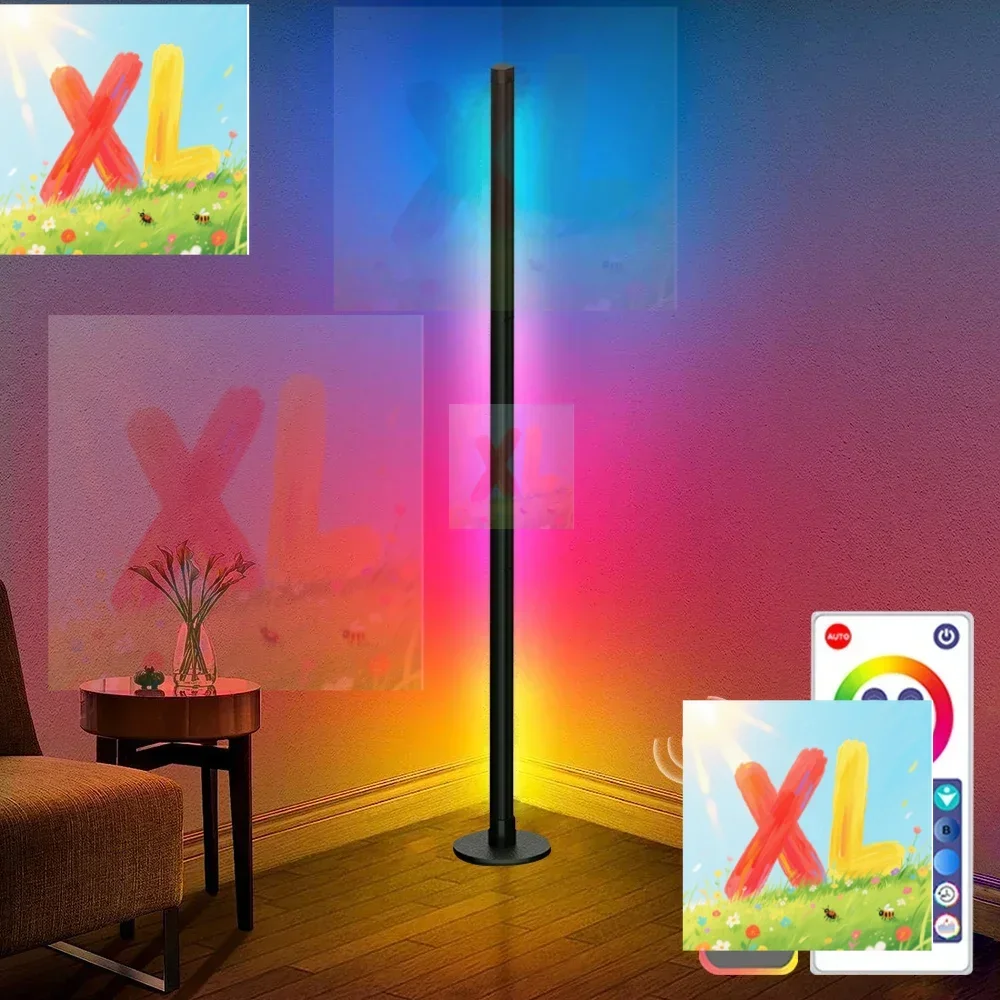Đèn sàn RGB thông minh 120cm APP Điều khiển từ xa Đèn LED màu USB với âm nhạc Đồng bộ hóa Đèn không khí góc hiện đại