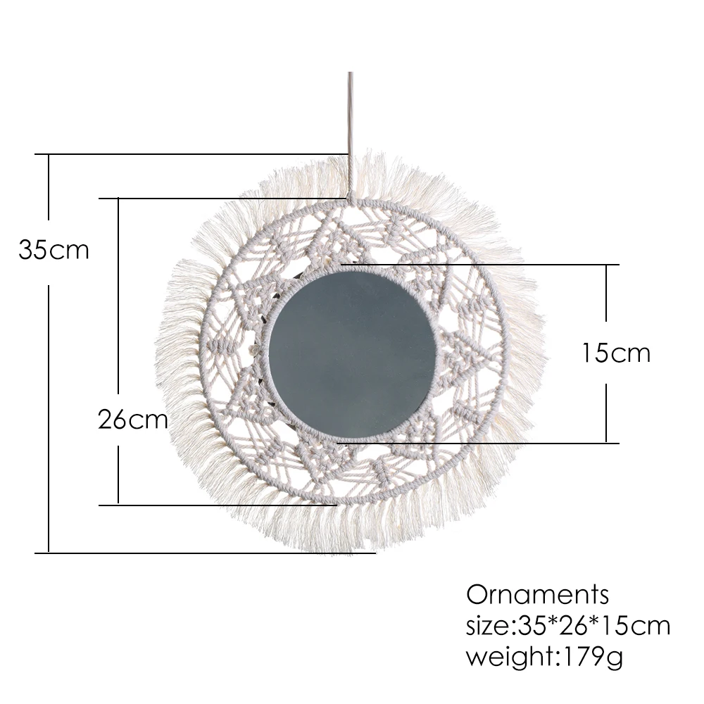 Macrame Mirror Wall Decoration Boho Home Decor Mirrors for Bedroom Wall Mirrors for Living Room Baby Room Decoration Nursery