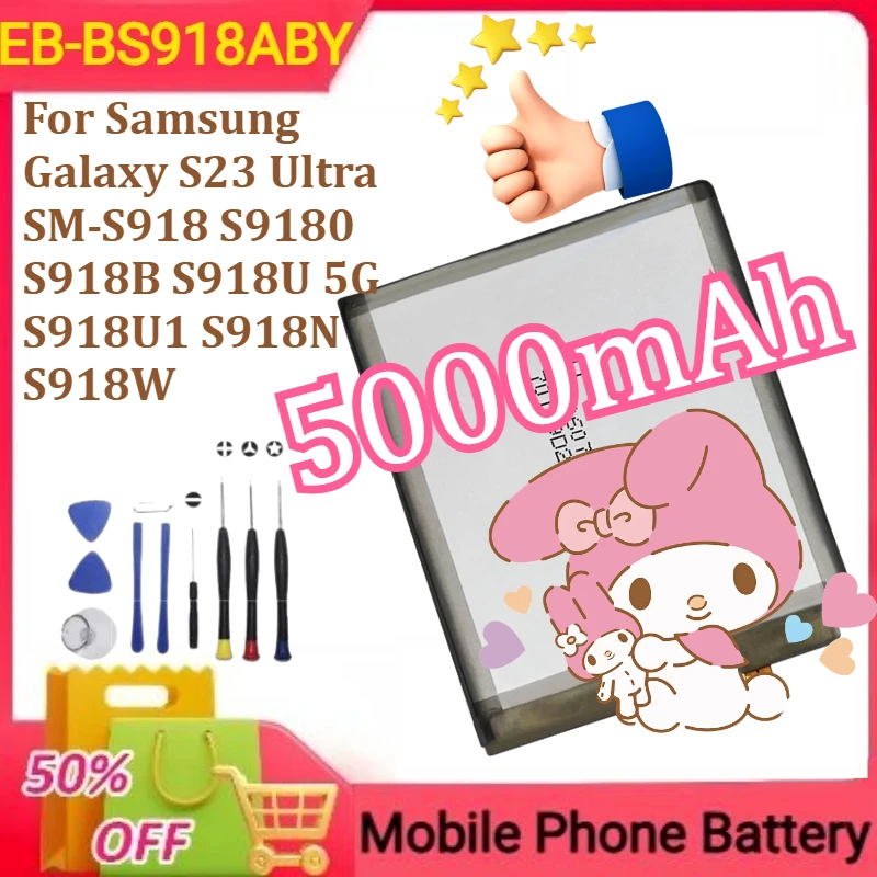 

EB-BS918ABY For Samsung Galaxy S23 Ultra SM-S918 S9180 S918B S918U 5G S918U1 S918N S918W Mobile Phone Battery 5000mAh+Tools