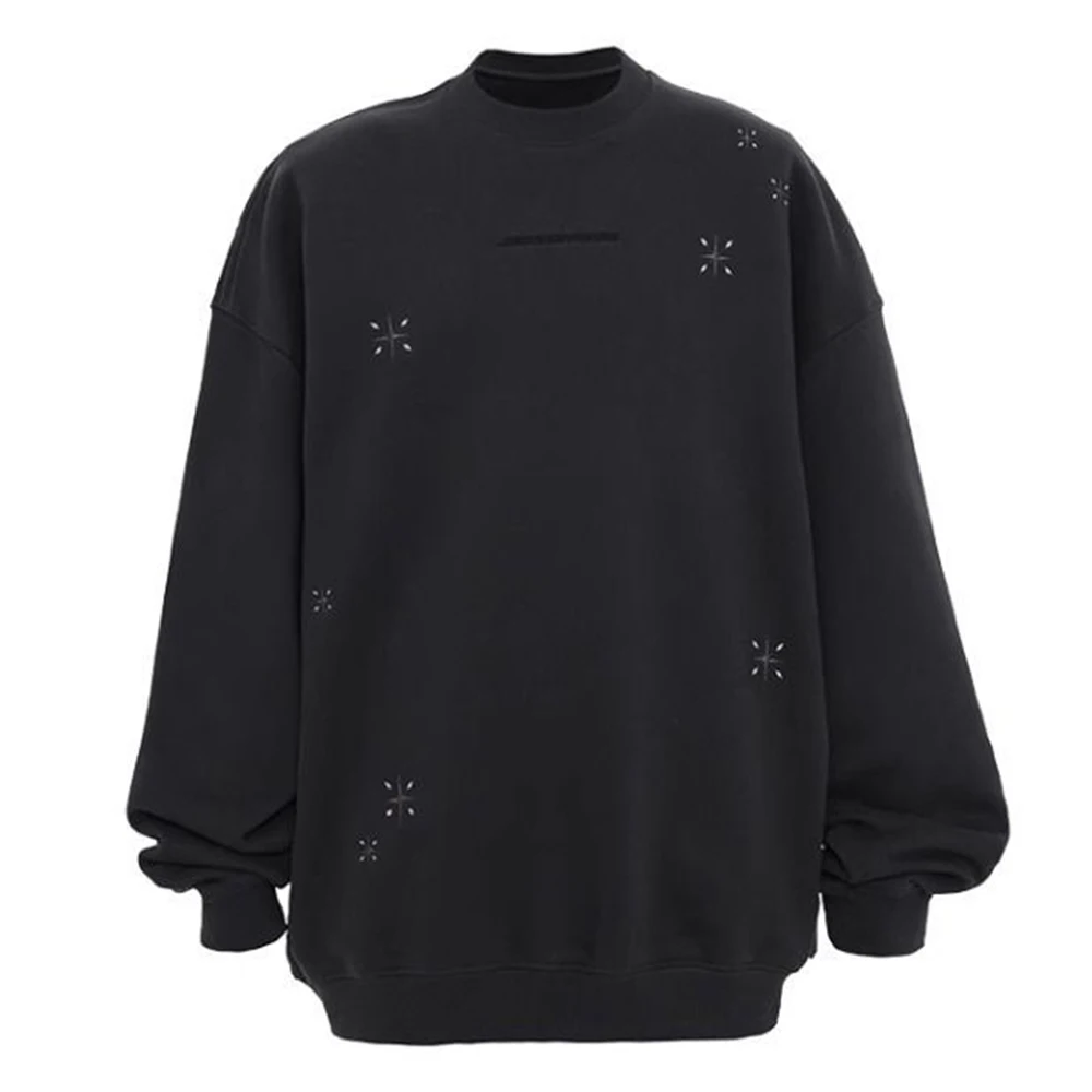 Mens Cotton Sweatshirt 2024 Autumn And Winter New Style Y2k Star Pattern High Street Hip-Hop Trendy Fashion American Pullover