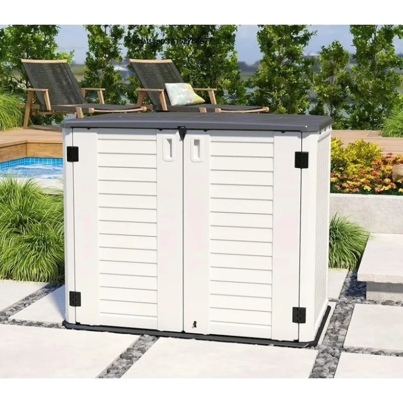 Outdoor Easily Assembled Plastic Horizontal Storage Box Standing Storage Shed for Lawn Mower