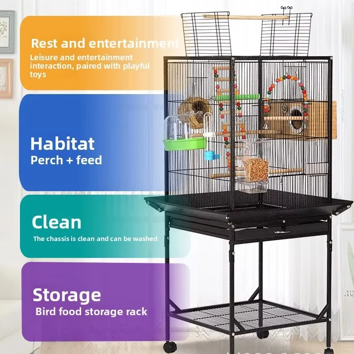 

Клетка для птиц с открытым верхом Vila для маленьких и средних птиц с движущимся покрытием для распыления роликов для Durabiliity и антикоррозийная 52 x 18 x 18 дюймов