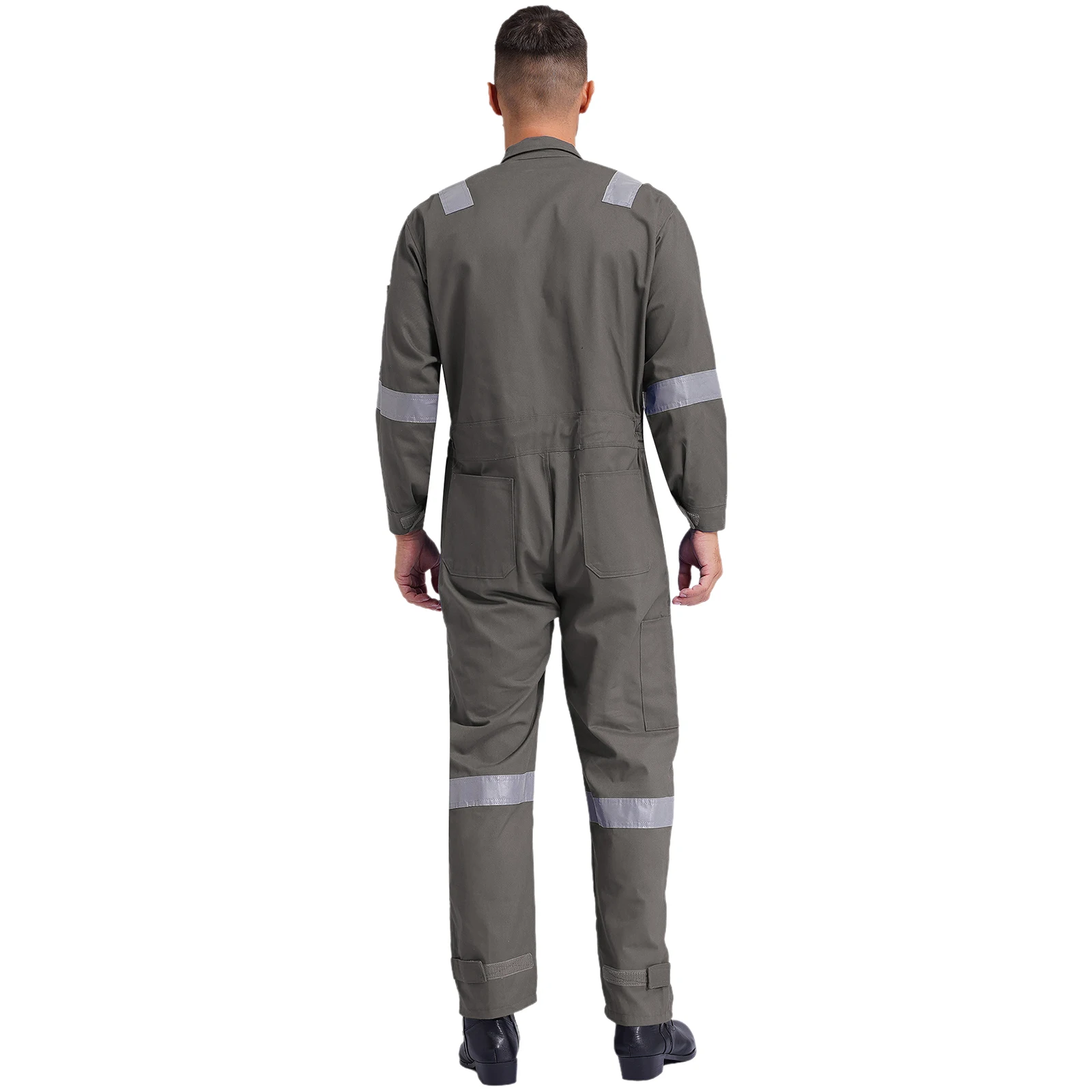 Macacão leve mecânica de trabalho masculino, macacão manga comprida, uniforme de trabalho, tiras reflexivas, jardineira contra poeira, 1 pc