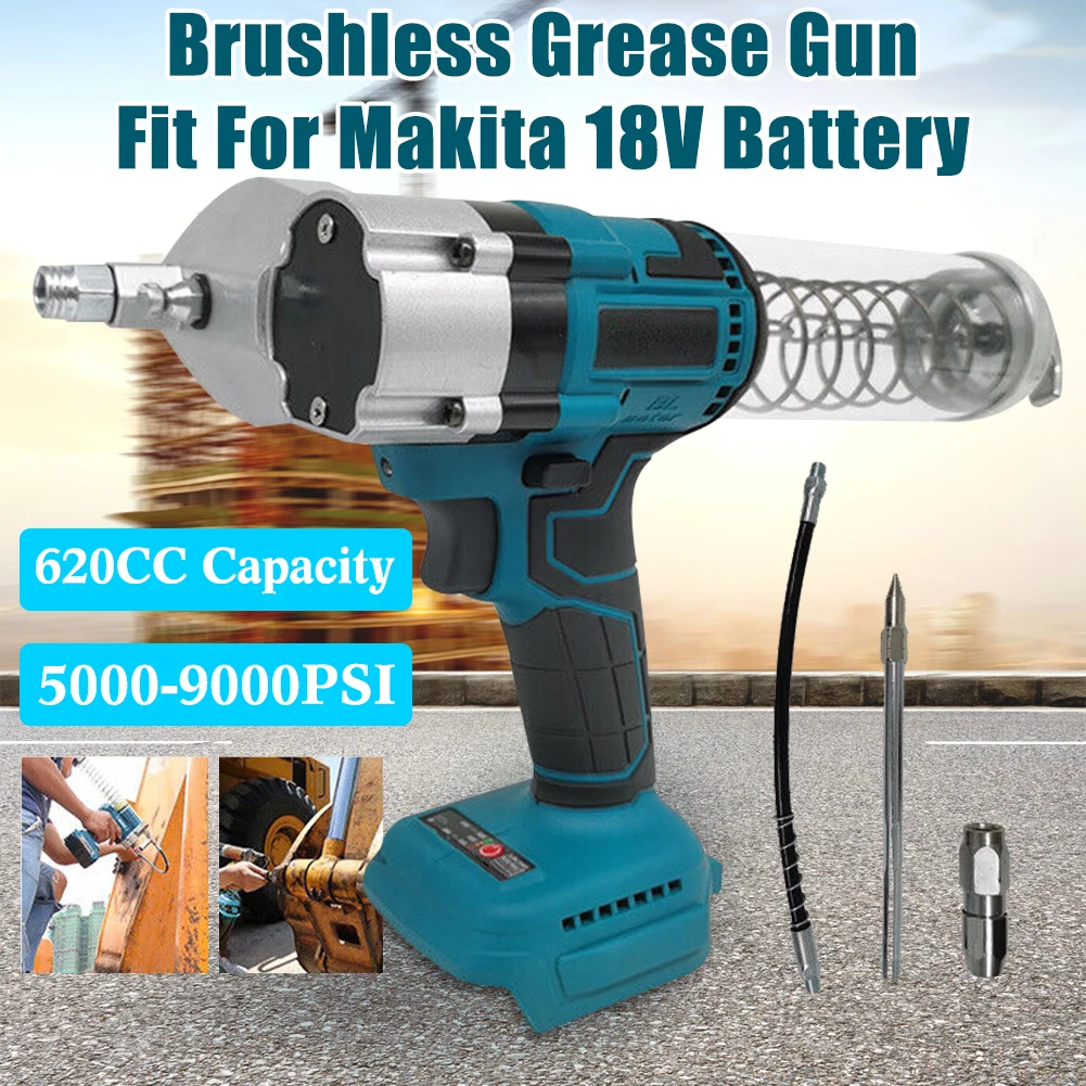 Brushless Electric Grease Gun 620cc Capacity 5000-9000PSI For Makita 18V Battery Not Inclube Battery