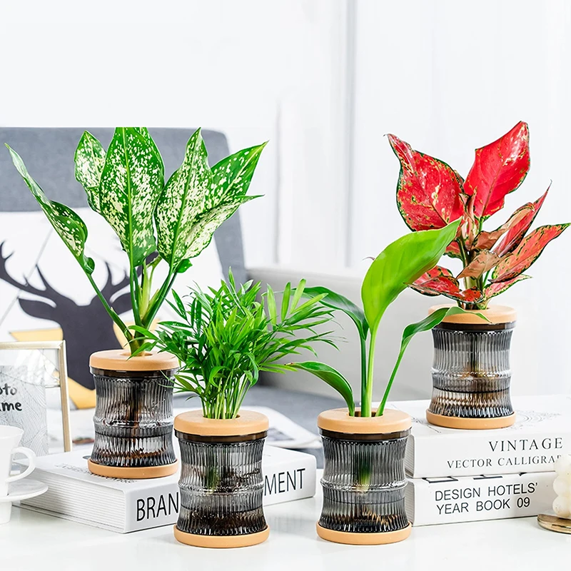 

Цилиндрический маленький цветочный горшок Черно-белый горшок для гостиной Зеленый горшок для растений